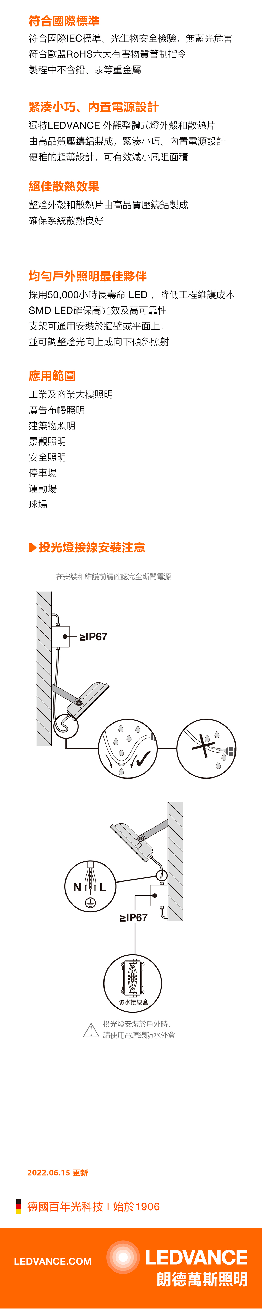 朗德萬斯 LED投光燈專業型100-277V
