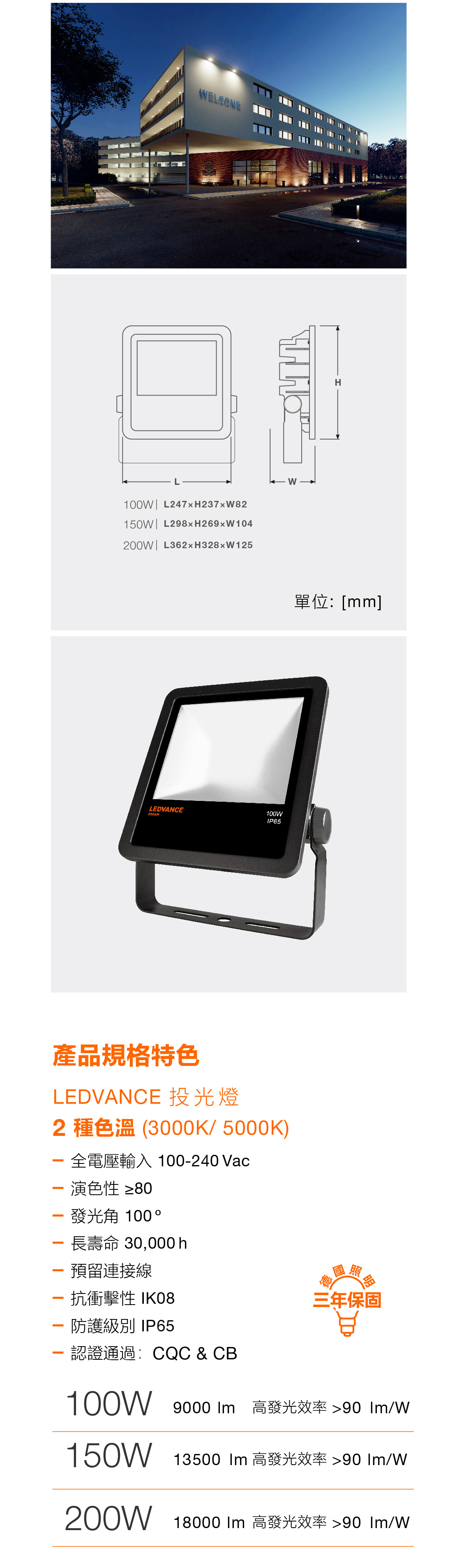 歐司朗 LED投光燈專業型