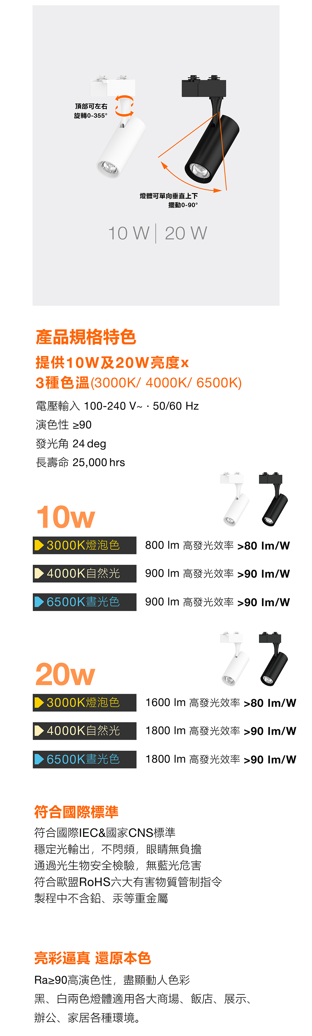 朗德萬斯 晶享LED軌道燈10W/ 20W