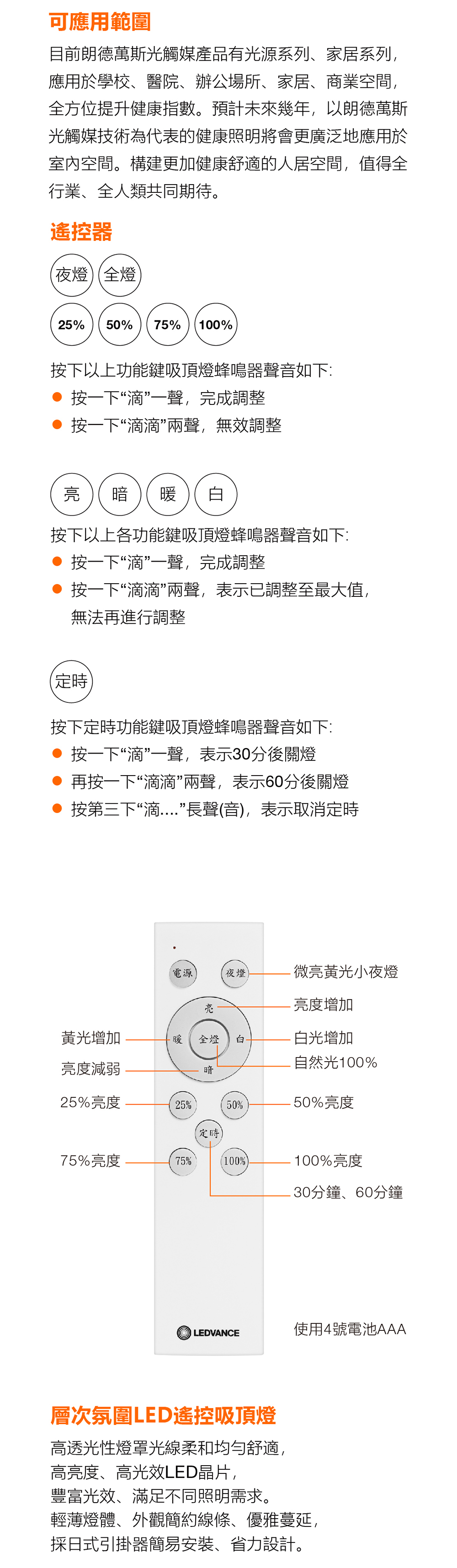朗德萬斯 晶享LED抗菌遙控吸頂燈