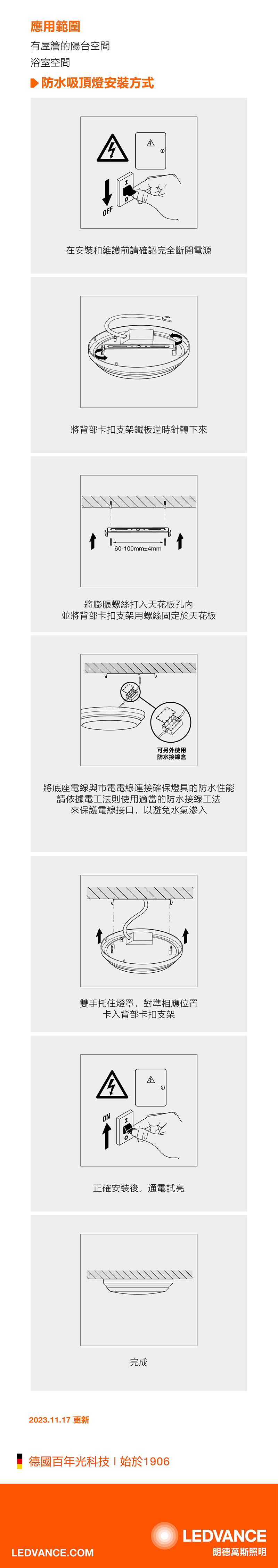 朗德萬斯 晶享LED防水吸頂燈