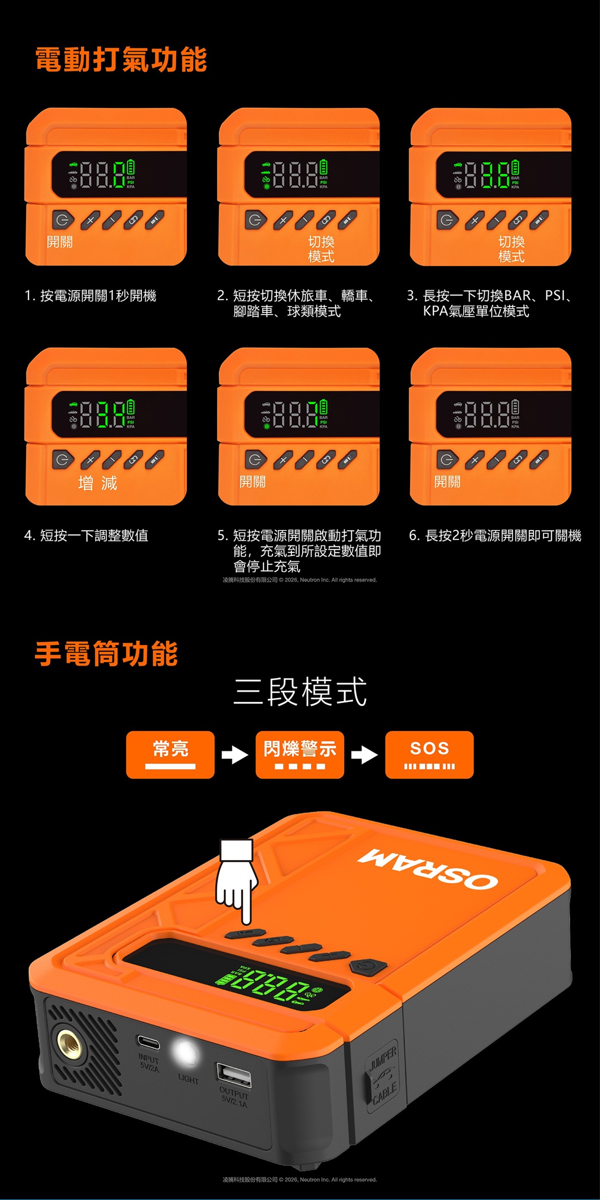 OSRAM 歐司朗4合1汽車急救啟動電源打氣機