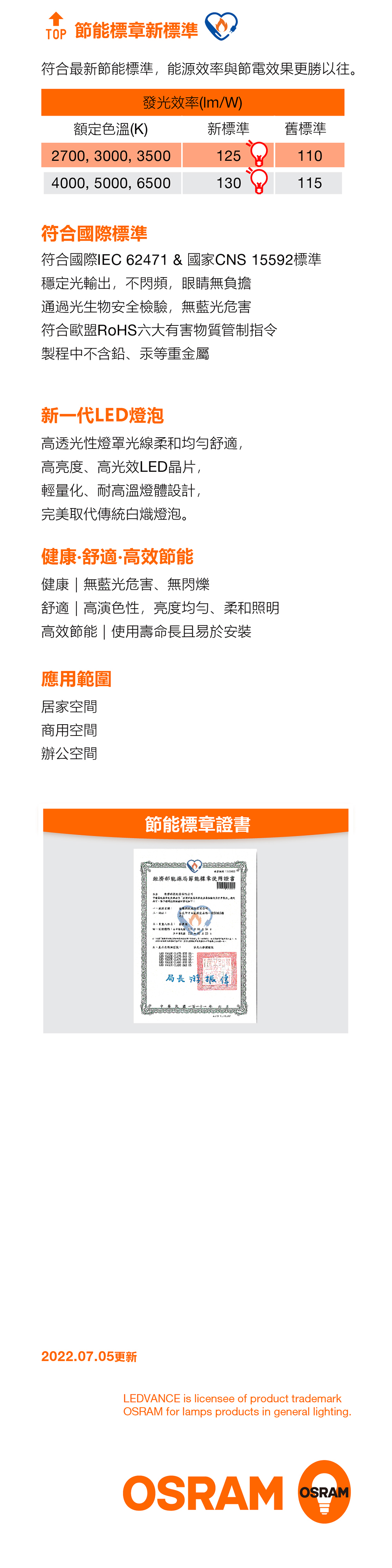歐司朗 星亮經典型 LED 燈泡 A75 8.5W