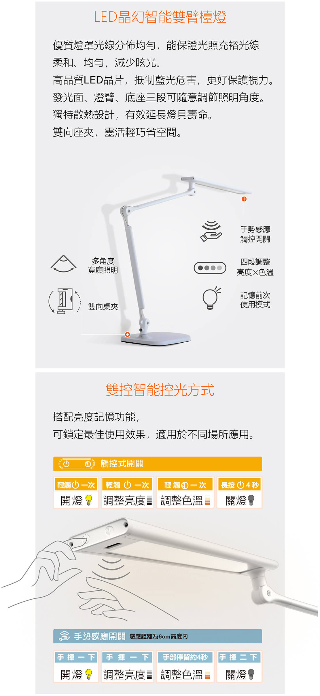 朗德萬斯 LED 晶幻智能雙臂檯燈