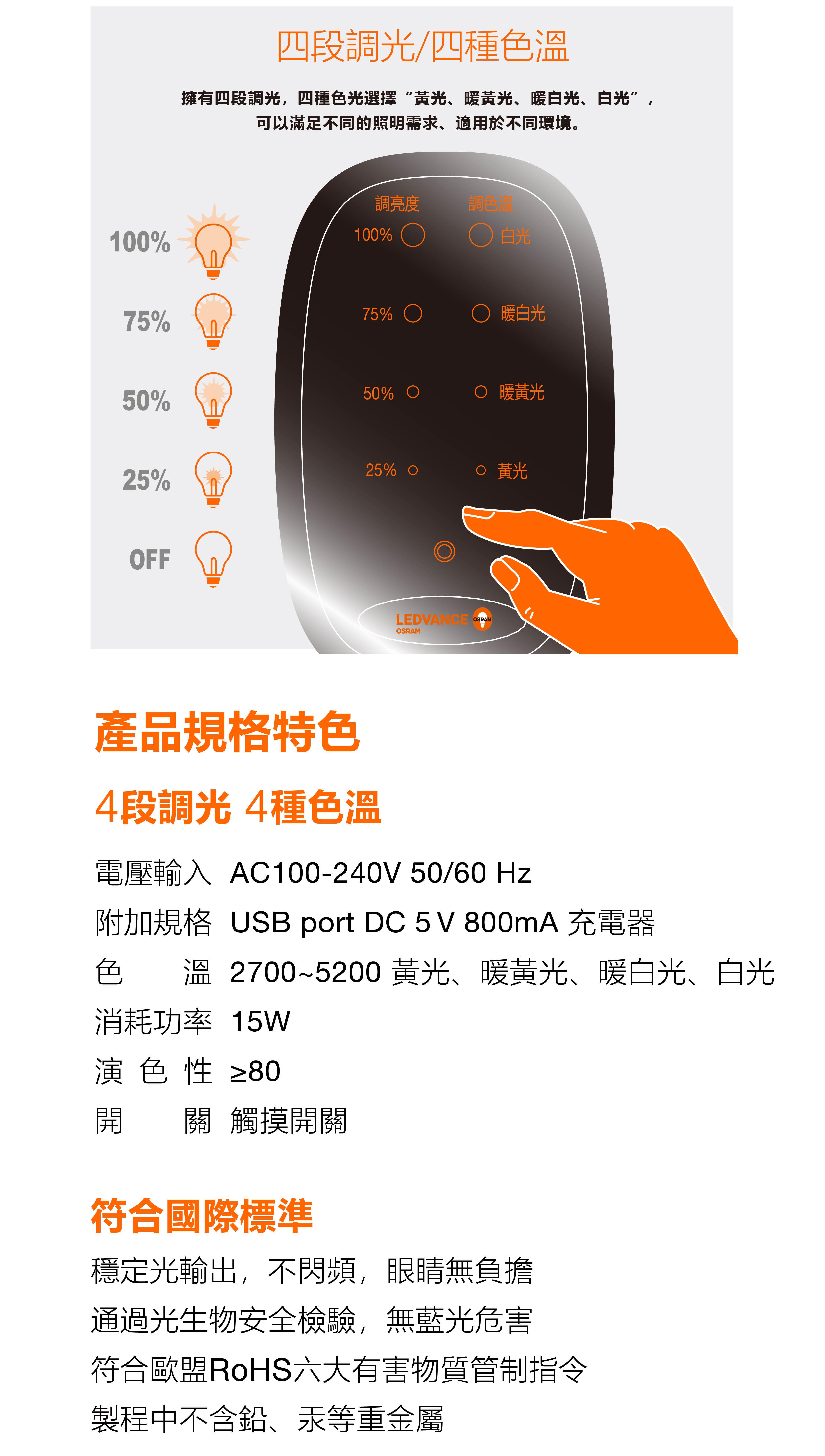 歐司朗 LED 晶漾檯燈