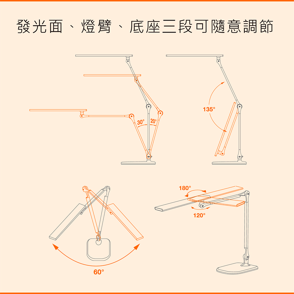 LED極星雙臂檯燈