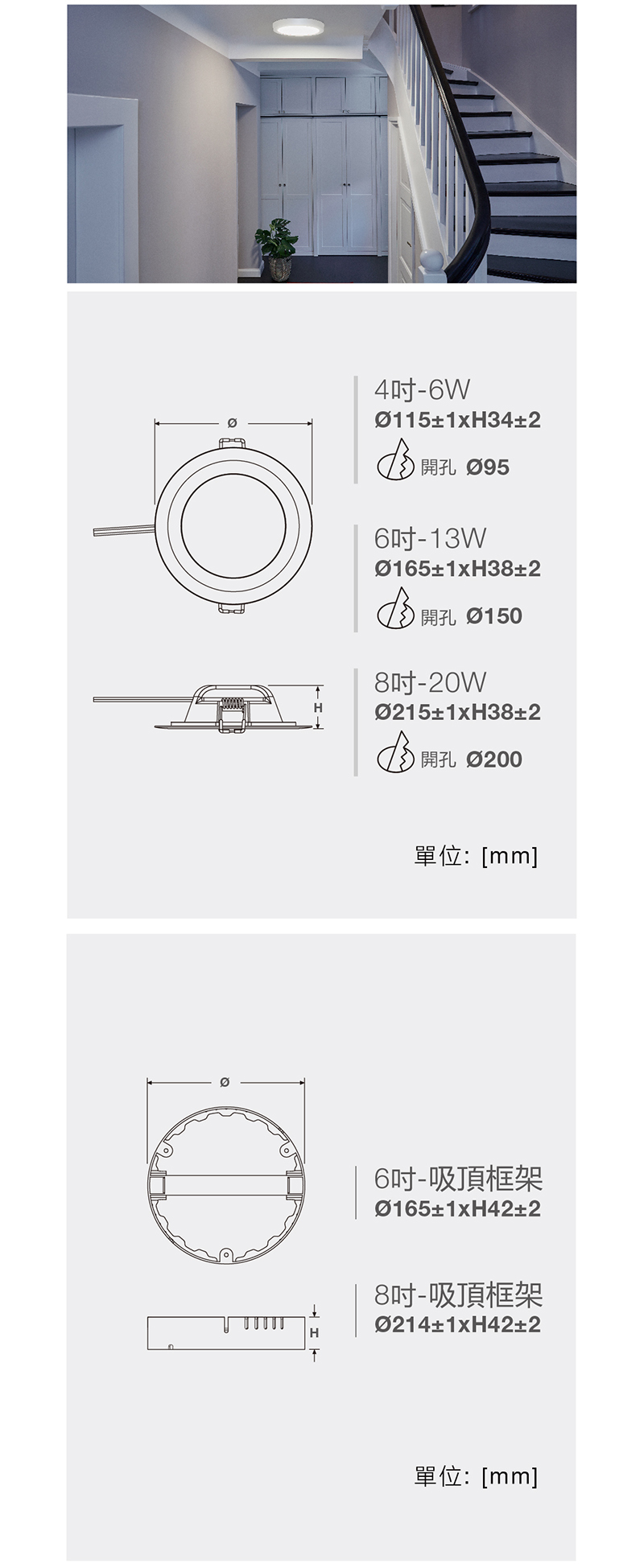 4吋嵌燈,6吋嵌燈,8吋嵌燈,嵌燈,LED,LED燈泡,歐司朗,OSRAM,筒燈,投射燈,薄型嵌燈,全電壓,100~240V~,射燈,LED嵌燈,BSMI