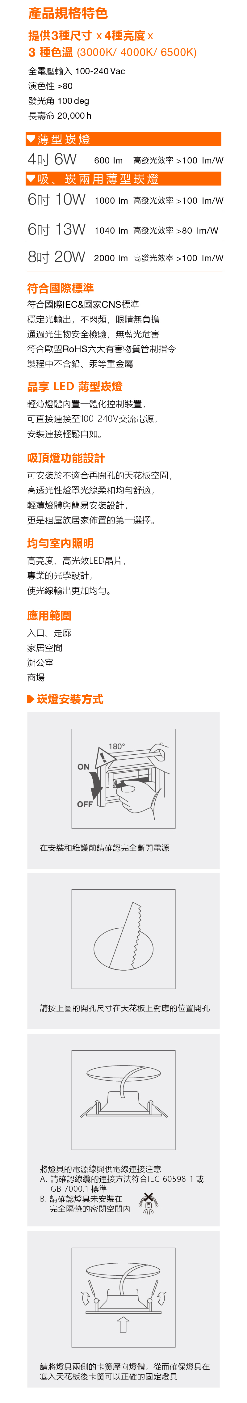 歐司朗晶享LED吸、崁兩用薄型崁燈