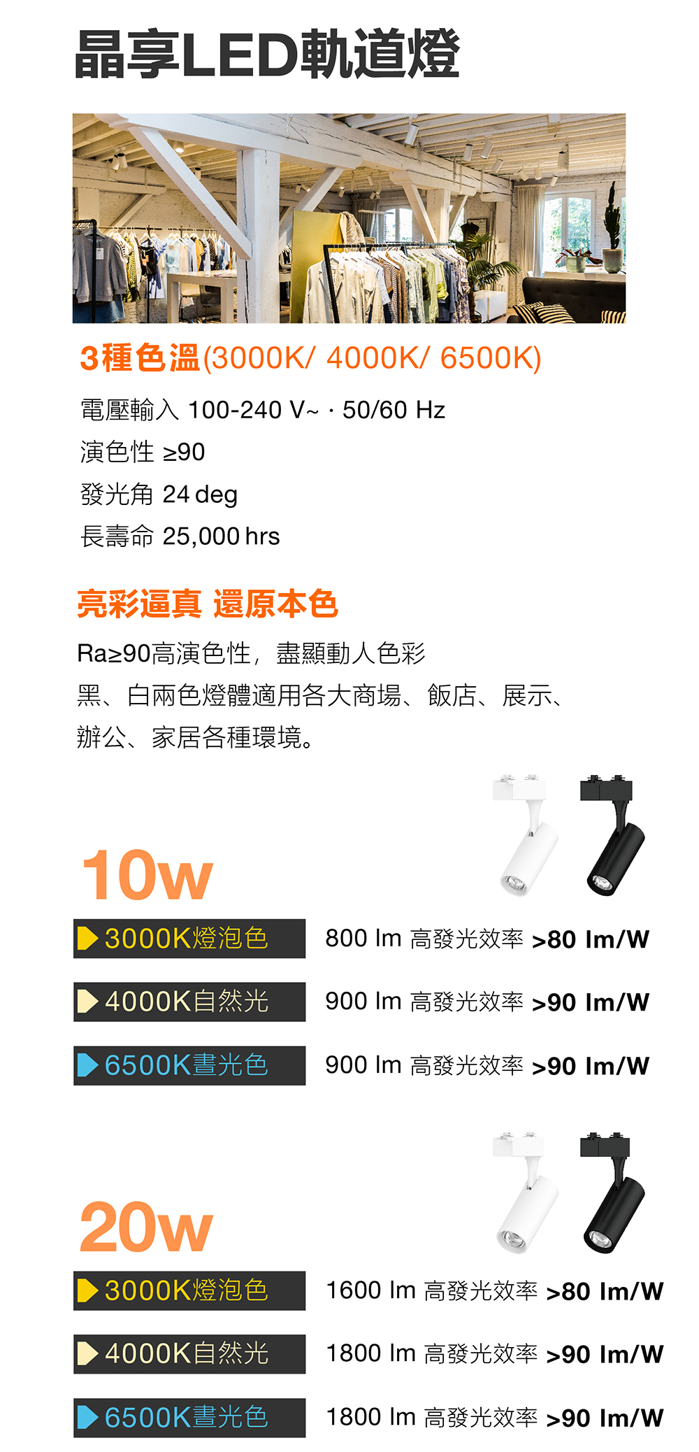 晶享LED軌道燈10W/ 20W